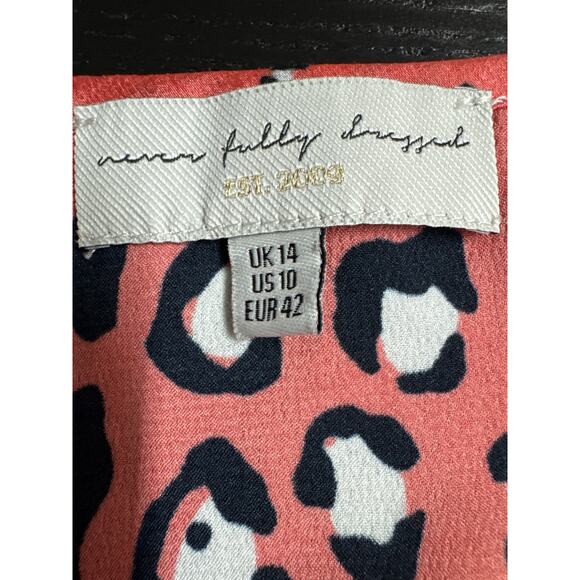 Never Fully Dressed Leopard Print Cami Top Size 10 Coral Pink Adjustable Straps - Picture 5 of 6